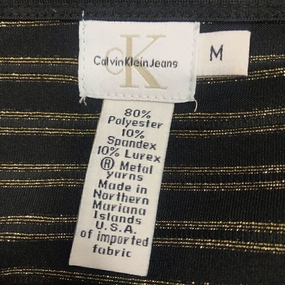 Calvin Klein Black & Shimmer Gold Striped Top {E} - Picture 4 of 7